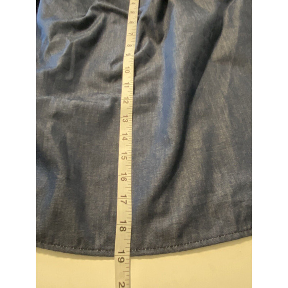 VaVa by Joy Han Blue Chambray Off Shoulder Embroidered Sleeve Blouse Medium - Picture 10 of 10